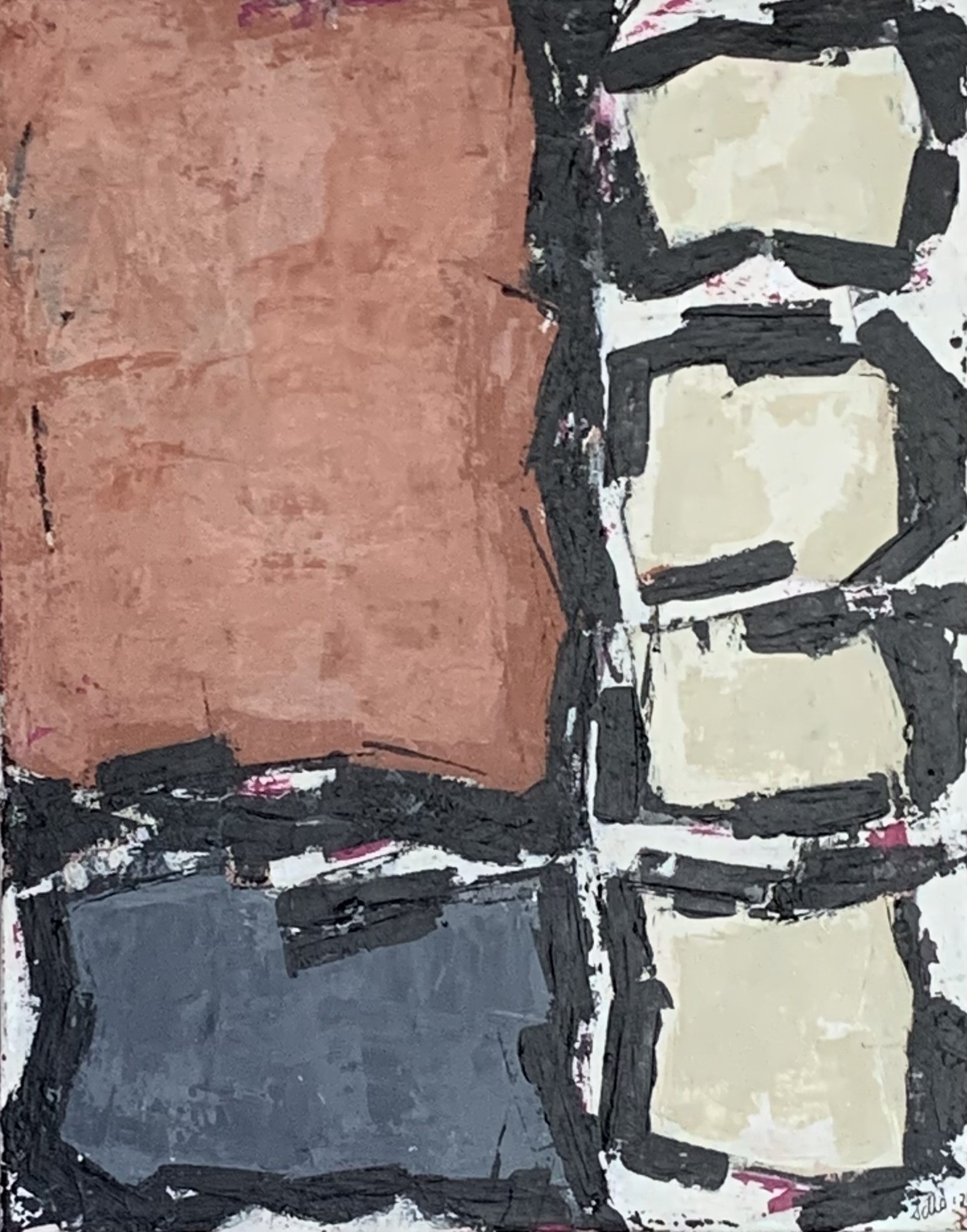 Abstraktes Gemälde mit harmonischen Farben und dynamischen Formen, Acryl auf Leinwand
